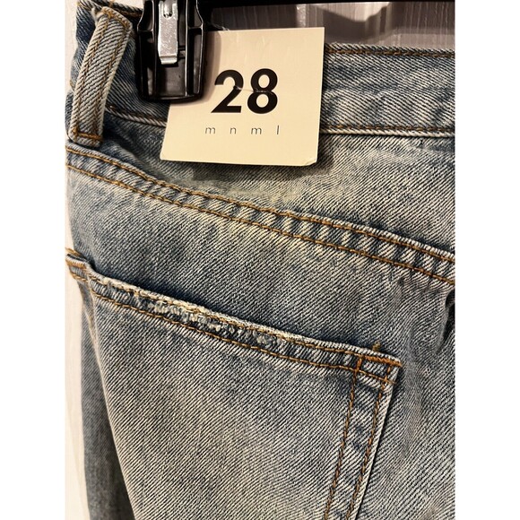 MNML Jeans Mens Sz 28 Distressed Destroyed Button Fly Slim grunge streetwear New - Picture 4 of 14